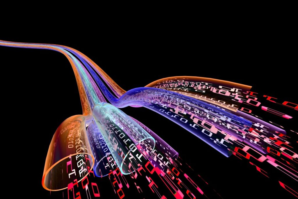 Image of data flowing through cables